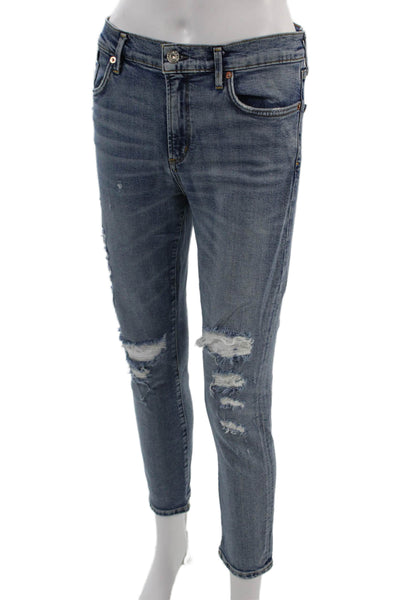 Agolde Womens Ankle Cropped Skinny Jeans Blue Size 28