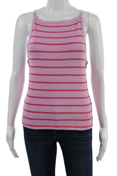 We The Free Women Striped Square Neck Camisole Pink Basic Size M