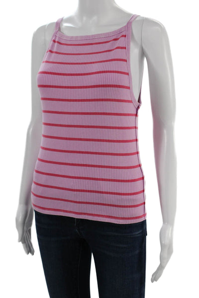 We The Free Women Striped Square Neck Camisole Pink Basic Size M