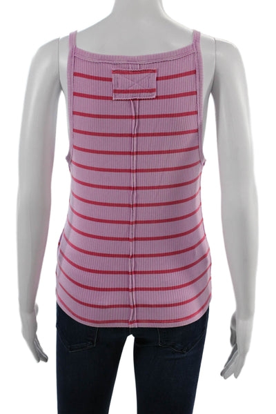We The Free Women Striped Square Neck Camisole Pink Basic Size M