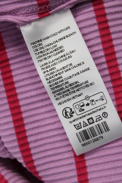 We The Free Women Striped Square Neck Camisole Pink Basic Size M