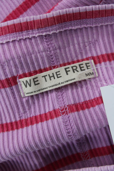 We The Free Women Striped Square Neck Camisole Pink Basic Size M