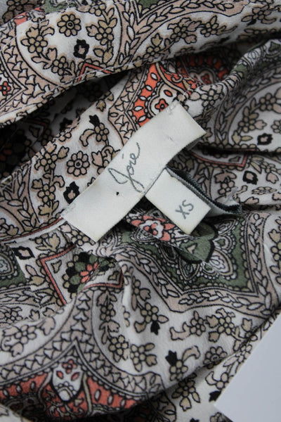 Joie Womens Tunic Blouse Silk Paisley Sleeveless V-Neck Beige Size XS