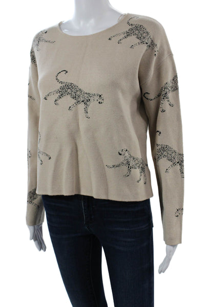 Catherine Malandrino Unisex Beige Animal Print Pullover Sweater Size M