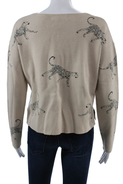 Catherine Malandrino Unisex Beige Animal Print Pullover Sweater Size M