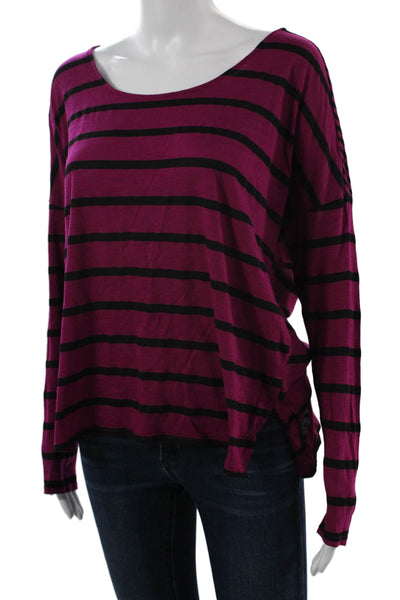 Michael Stars Women Striped Purple Long Sleeve Top Modal Blend Size One Size