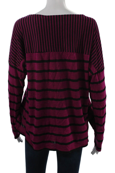 Michael Stars Women Striped Purple Long Sleeve Top Modal Blend Size One Size