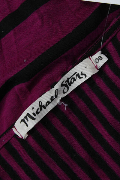 Michael Stars Women Striped Purple Long Sleeve Top Modal Blend Size One Size
