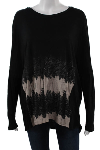 Allsaints Women Black Tunic Long Sleeve Viscose Linen Round Neck Size S