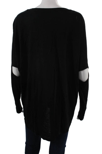 Allsaints Women Black Tunic Long Sleeve Viscose Linen Round Neck Size S