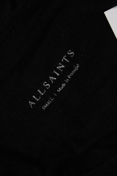 Allsaints Women Black Tunic Long Sleeve Viscose Linen Round Neck Size S