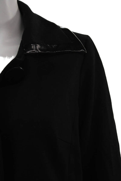 Sandro Womens Collared Black Button Solid 3/4 Sleeve Jacket Size M