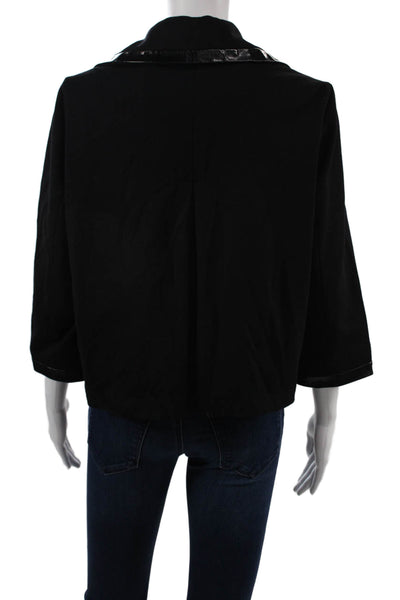 Sandro Womens Collared Black Button Solid 3/4 Sleeve Jacket Size M