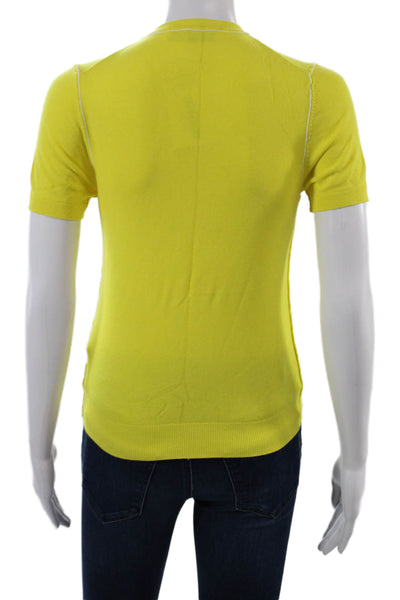 Zara Women Basic Yellow Crew Neck Short Sleeve T-Shirt Viscose Blend Size S