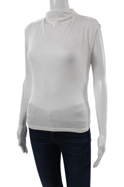 Michael Stars Women White Basic Mock Neck Sleeveless T-Shirt Size XS