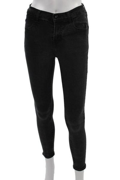 J Brand Womens Ankle Skinny Black Jeans High Rise Size 24