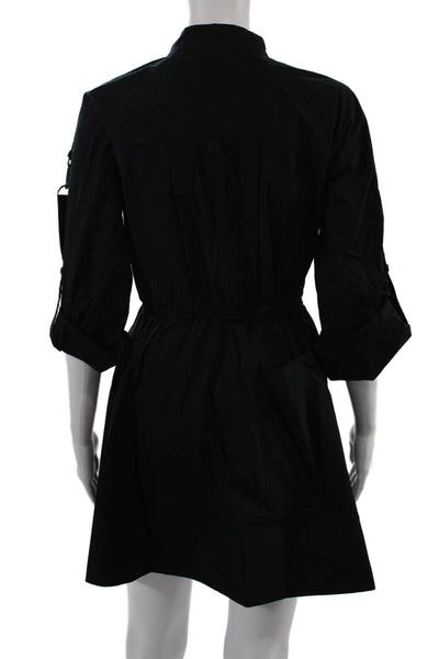 Banana Republic Womens Military Jacket Black Cotton 3/4 Sleeve Size XS