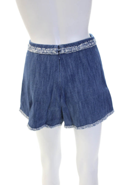 Alexis Womens Bohemian Dark Blue Zip Cotton Blend Shorts Size S