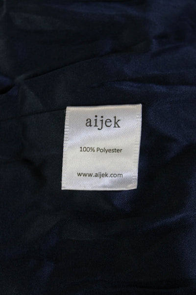 Aijek Women Bodycon Sheath Dress Dark Blue Floral High Neck Knee Length Size 3