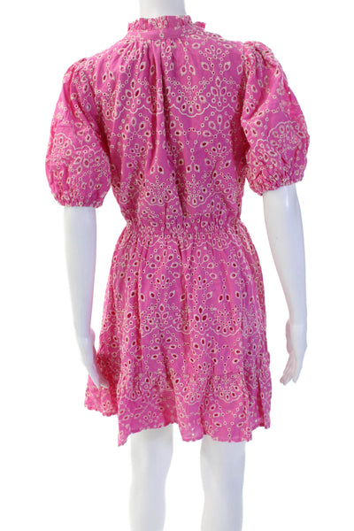 Sugar Lips Women Fit Flare Mini Floral V-Neck Short Sleeve Cotton Dress Size XS