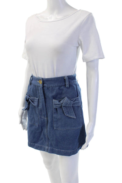 Ryder Womens A-Line Mini Skirt Blue Cotton Size XS