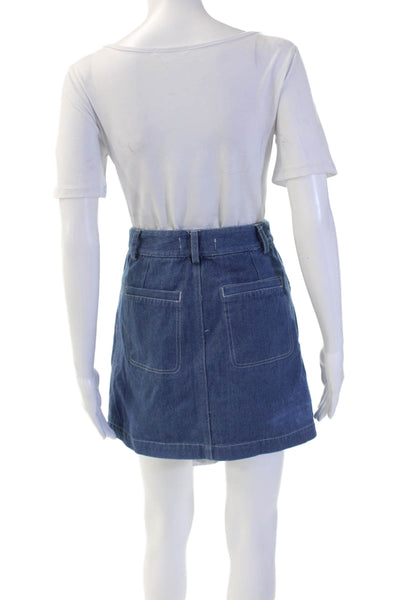 Ryder Womens A-Line Mini Skirt Blue Cotton Size XS