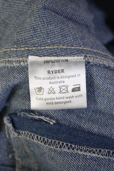 Ryder Womens A-Line Mini Skirt Blue Cotton Size XS