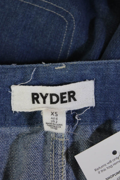 Ryder Womens A-Line Mini Skirt Blue Cotton Size XS