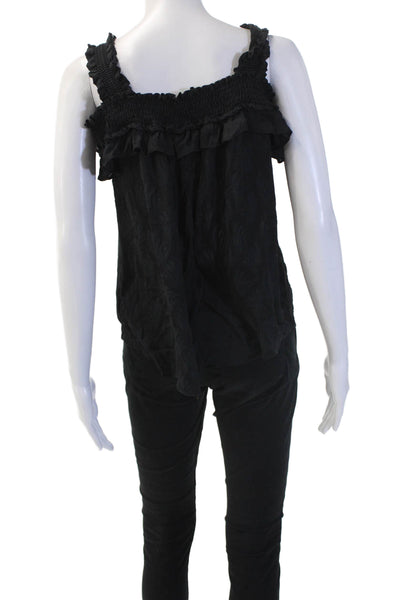 Anthropologie Womens Black Bohemian Square Neck Tank Size XS