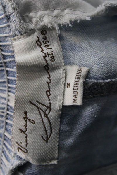 Vintage Havana Women Cropped Light Blue Joggers 100% Tencel Stars Size S