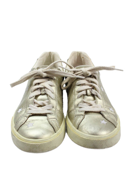 Veja x Madewell Womens Metallic Leather Lace-Up Casual Sneakers Gold Size 6