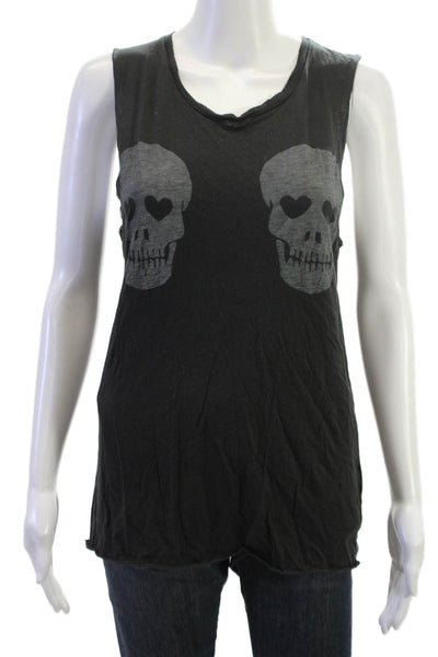 Karssen Zoe Karssen Womens Basic Jersey Skull Graphic Tank Black Size S