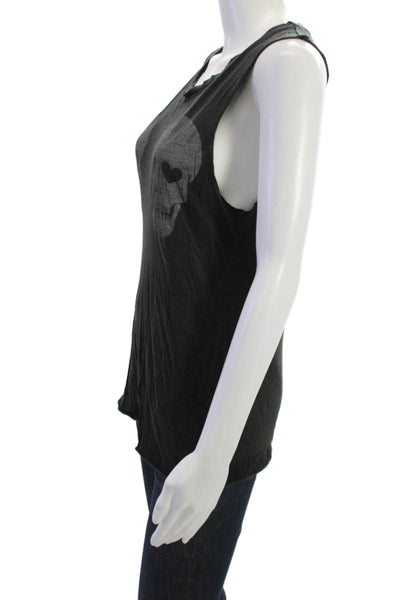 Karssen Zoe Karssen Womens Basic Jersey Skull Graphic Tank Black Size S