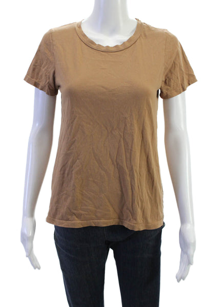 Mate Womens Basic Brown T-Shirt Crew Neck Short Sleeve Organic Cotton Size XS