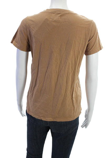 Mate Womens Basic Brown T-Shirt Crew Neck Short Sleeve Organic Cotton Size XS