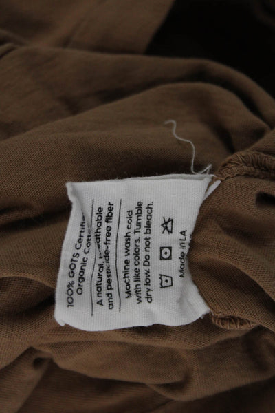 Mate Womens Basic Brown T-Shirt Crew Neck Short Sleeve Organic Cotton Size XS