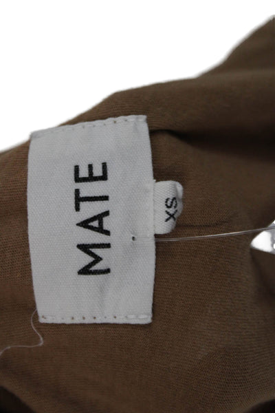 Mate Womens Basic Brown T-Shirt Crew Neck Short Sleeve Organic Cotton Size XS