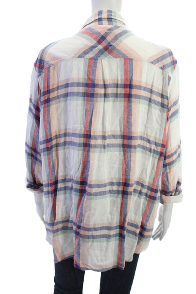 Rails Women Collared Plaid Button-Up Shirt Blue Long Sleeve Size XL