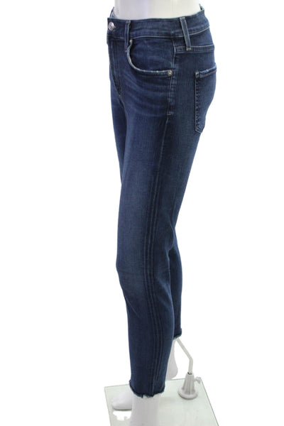 Agolde Women Cropped Skinny Ankle Jeans Dark Blue Mid Rise Button Size 28