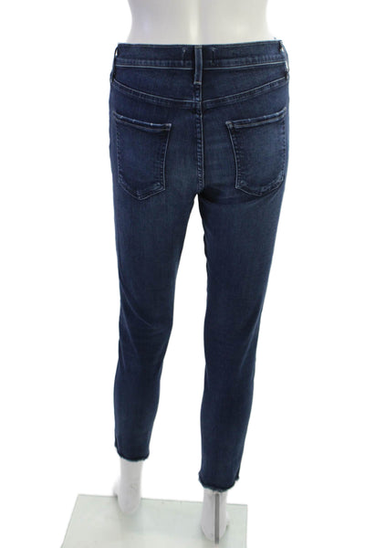 Agolde Women Cropped Skinny Ankle Jeans Dark Blue Mid Rise Button Size 28