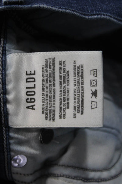 Agolde Women Cropped Skinny Ankle Jeans Dark Blue Mid Rise Button Size 28