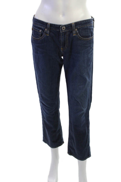 AG Adriano Goldschmied Womens Cropped Straight Dark Blue Low Rise Jeans Size 28