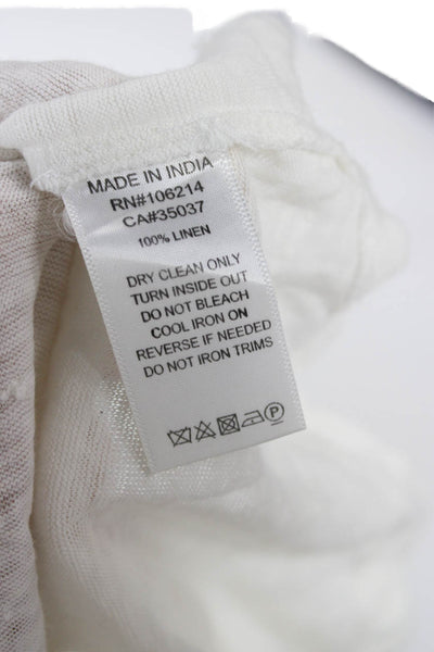 Joes Women Tunic T-Shirt White Linen Short Sleeve Bohemian Size M