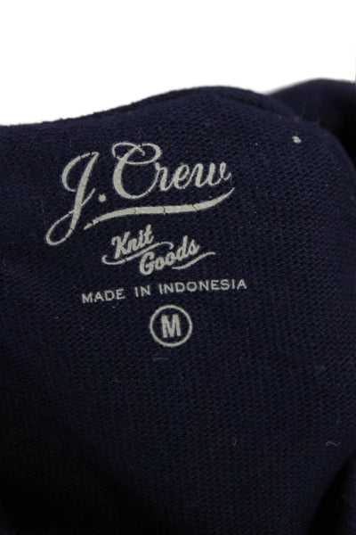 J Crew Mens Stand-Up Mock Neck Long Sleeve T-Shirt Dark Blue 100% Cotton Size M