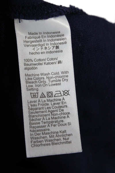 J Crew Mens Stand-Up Mock Neck Long Sleeve T-Shirt Dark Blue 100% Cotton Size M