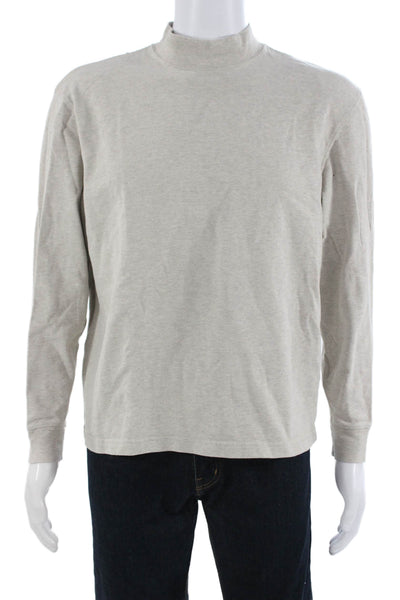 J Crew Mens Mock Neck Long Sleeve Band T-Shirt Gray 100% Cotton Size M