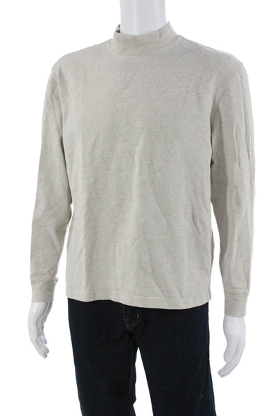 J Crew Mens Mock Neck Long Sleeve Band T-Shirt Gray 100% Cotton Size M