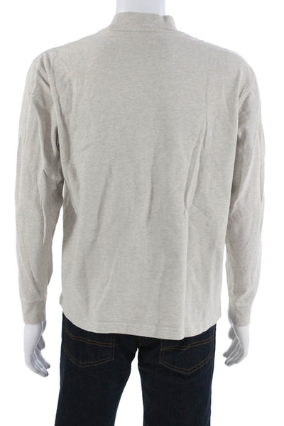 J Crew Mens Mock Neck Long Sleeve Band T-Shirt Gray 100% Cotton Size M