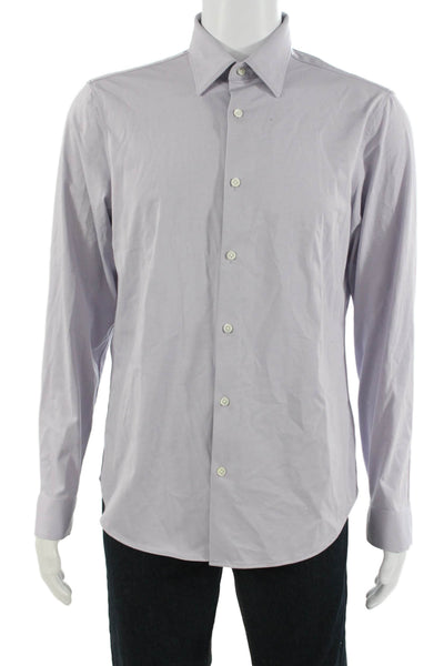 Theory Mens Point Collar Dress Shirt Gray Long Sleeve Size L