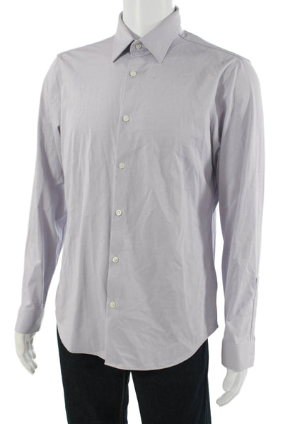 Theory Mens Point Collar Dress Shirt Gray Long Sleeve Size L